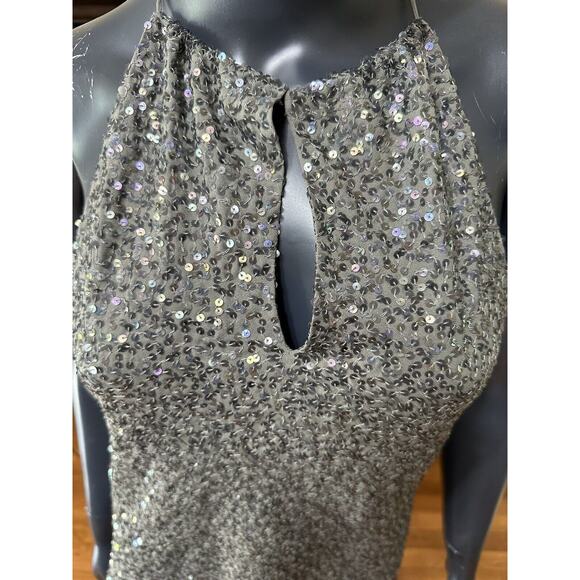 BCBG To The Max Sequins Top Silver Pewter Sz 8 NEW Halter Blouse $118.00 - Picture 12 of 12